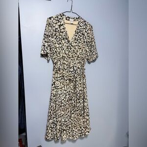 Chico's Black and Cream Floral wrap Dress